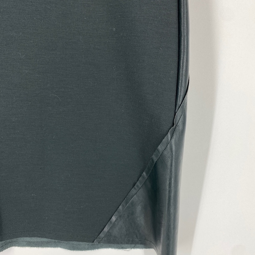 Zara V-Neck Forest Green Faux Leather Short Sleeves A-Line Dress Size Small - Picture 4 of 4